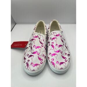 Bucketfeet Women's White Flamingo Slip on Shoes Sz 5